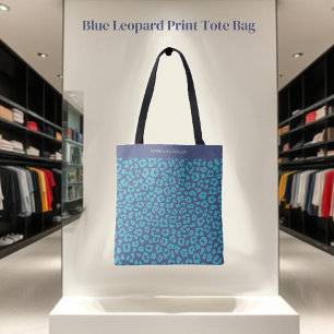 Blue Leopard Print Tote Bag