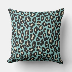 Blue Leopard Rosettes Pattern Cushion