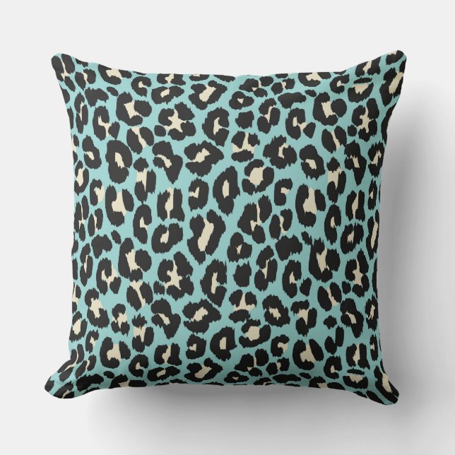 Blue Leopard Rosettes Pattern Cushion (Front)