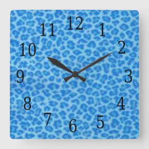 Blue Leopard Skin Square Clock