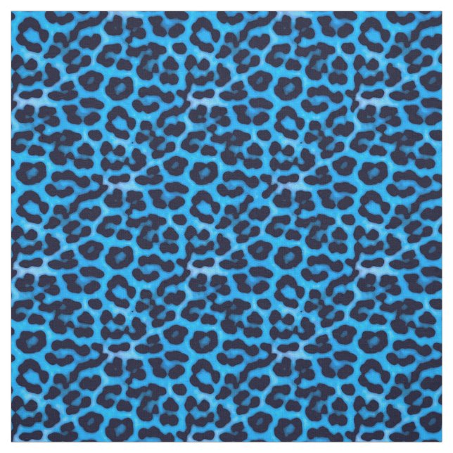 Blue Leopard Spots Print Pattern Fabric (Swatch)