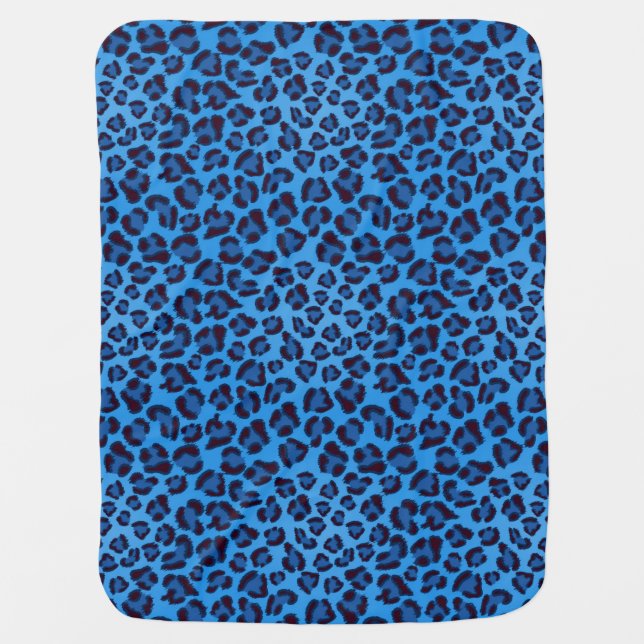 blue leopard texture pattern baby blanket (Front)