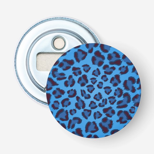 blue leopard texture pattern bottle opener (Front)