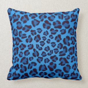 blue leopard texture pattern cushion