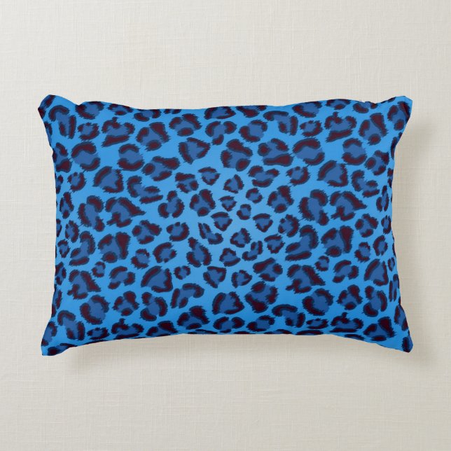 blue leopard texture pattern decorative cushion (Front)