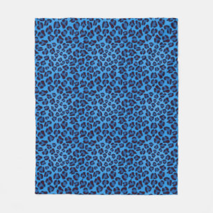 blue leopard texture pattern fleece blanket
