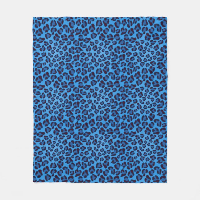 blue leopard texture pattern fleece blanket (Front)