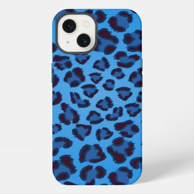 blue leopard texture pattern iPhone case (Back)