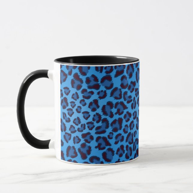 blue leopard texture pattern mug (Left)