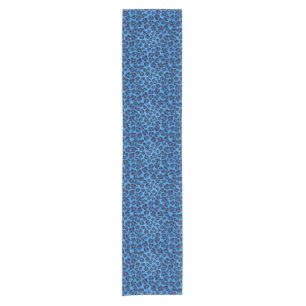 blue leopard texture pattern short table runner