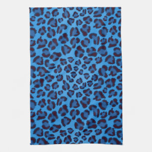 blue leopard texture pattern tea towel