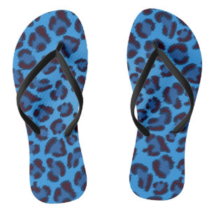 blue leopard texture pattern thongs