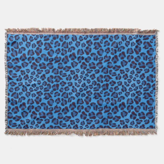 blue leopard texture pattern throw blanket (Front)