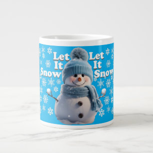 Blue Let It Snow Fun Snowman Specialty Mug