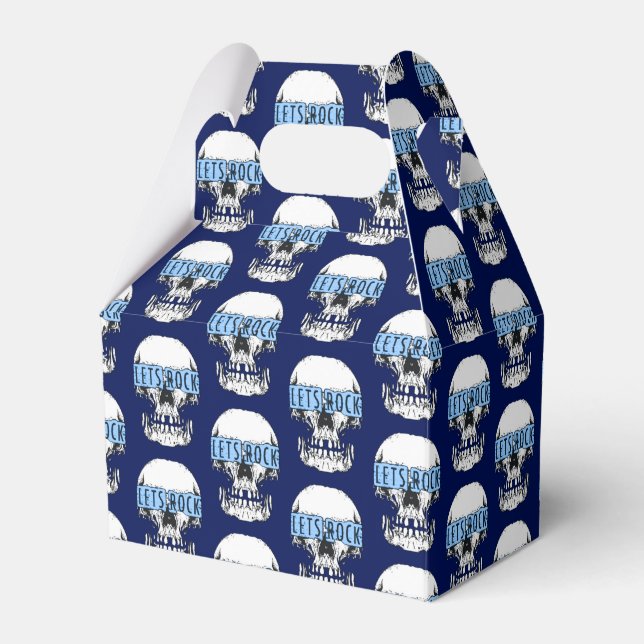 Blue Let's Rock Skull   Favour Box (Front Side)
