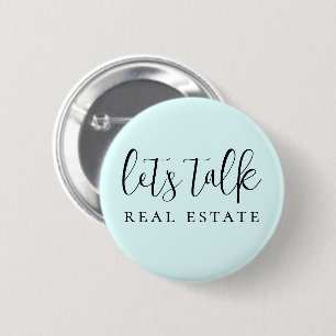 Blue Let's Talk Real Estate Promotional 6 Cm Round Badge