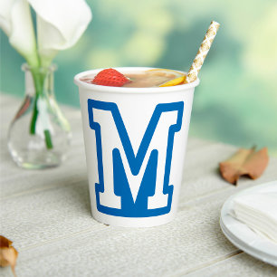 Blue Letter M  Paper Cups