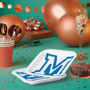Blue Letter M  Paper Plate