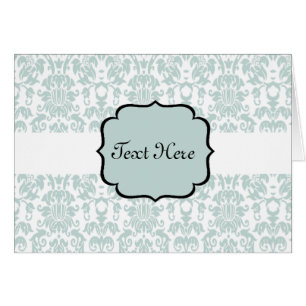 Blue Letterpress Damask Card