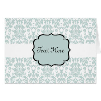 Blue Letterpress Damask Card