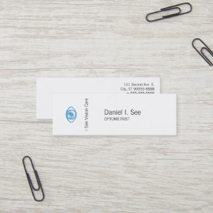 Blue Letterpress Style Eye-Con Mini Business Card