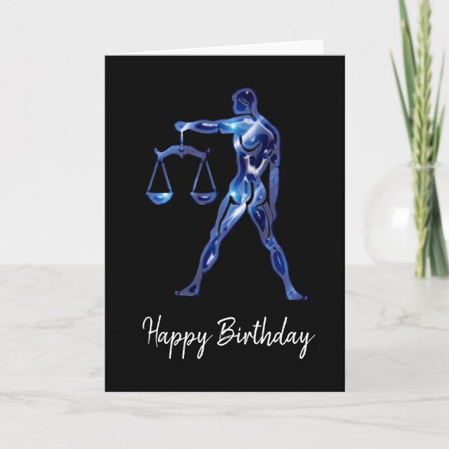 Blue Libra Sign Birthday Card (Front)