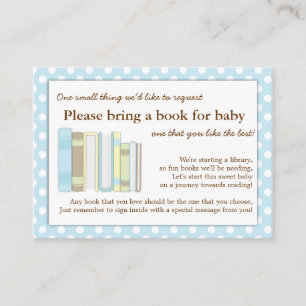 Blue Library Baby Shower Book Insert Request Card