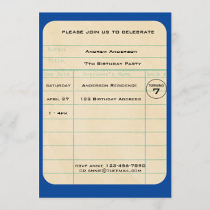 Blue Library Card Birthday