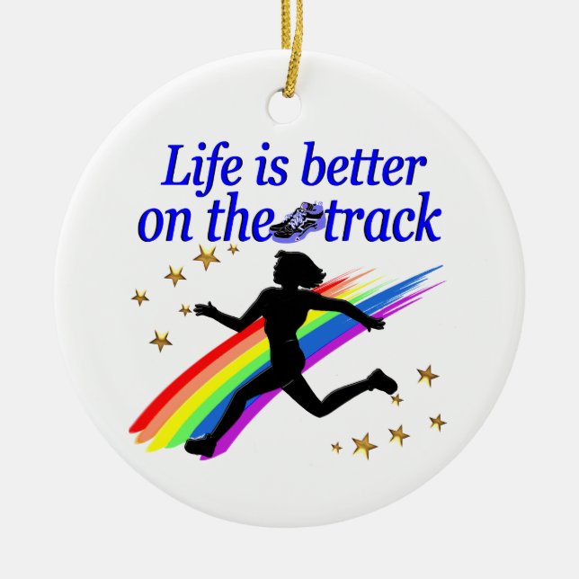BLUE LIFE IS BETTER ON THE TRACK DESIGN CERAMIC ORNAMENT (Front)