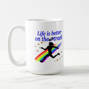BLUE LIFE IS BETTER ON THE TRACK DESIGN COFFEE MUG