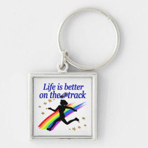 BLUE LIFE IS BETTER ON THE TRACK DESIGN KEY RING