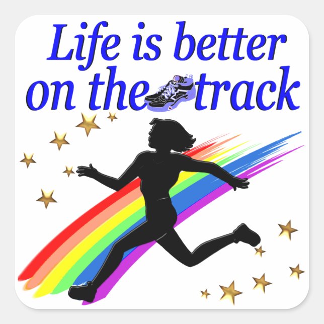 BLUE LIFE IS BETTER ON THE TRACK DESIGN SQUARE STICKER (Front)