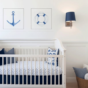 Blue Life Ring Watercolor Art Poster