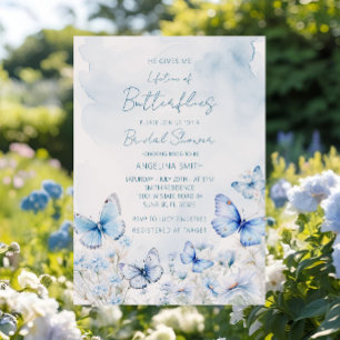 Blue Lifetime of Butterflies Garden Bridal Shower Invitation