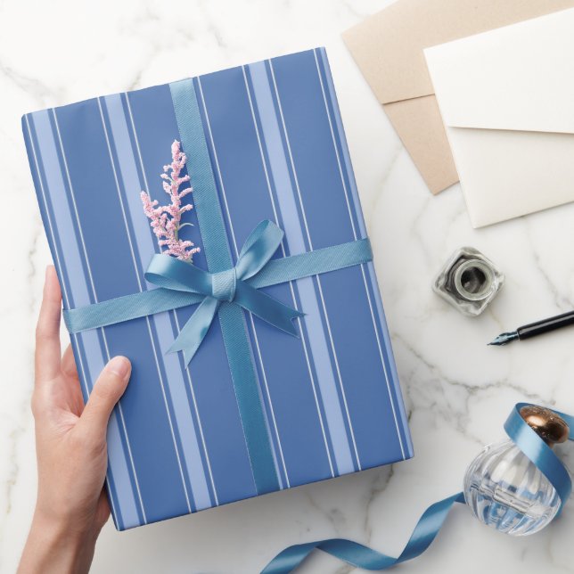 Blue & Light Blue Stripes Wrapping Paper (Gifting)