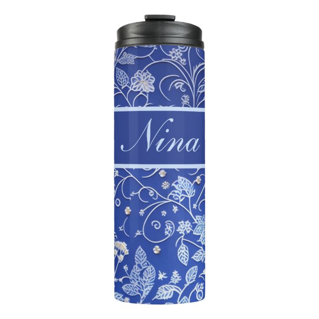 blue, light blue thermal tumbler (Front)