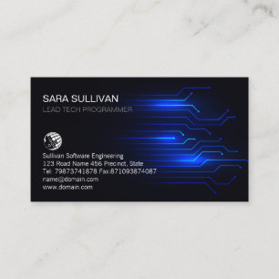 Blue Light Circuits Computer Engineering Technical Business Card