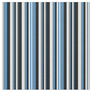 Blue, Light Cyan, and Black Stripes Fabric
