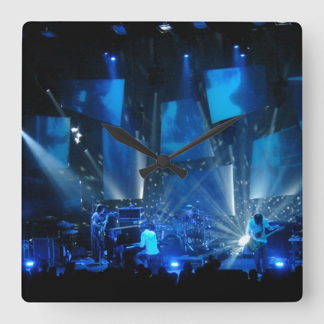 blue light effects concert square wall clock (Front)
