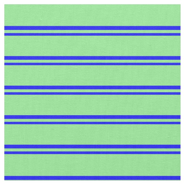 Blue & Light Green Stripes/Lines Pattern Fabric (Close Up)