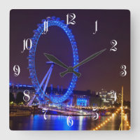 Blue light London eye in the night