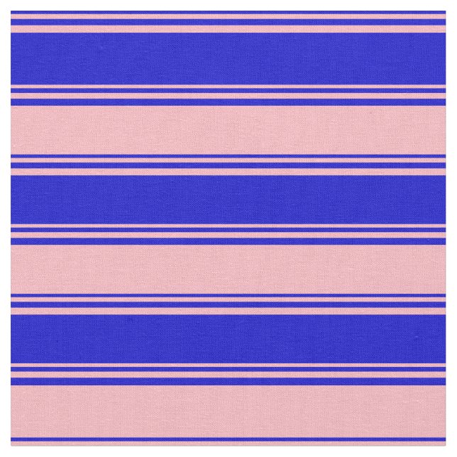 Blue & Light Pink Coloured Striped Pattern Fabric (Close Up)