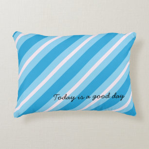 Blue Light pink diagonal stripes Decorative Cushion