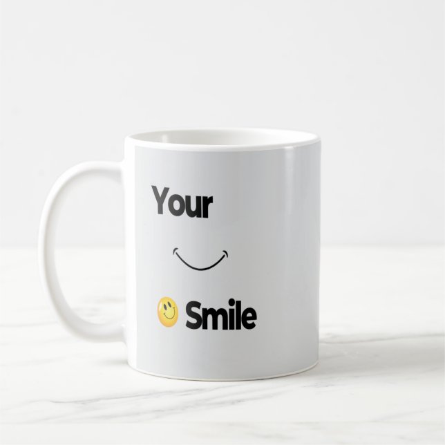 Blue Light Smile Face Mug – Cute Positivity  (Left)