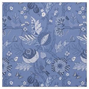 Blue-lightblue bohemian-design cotton-twill fabric