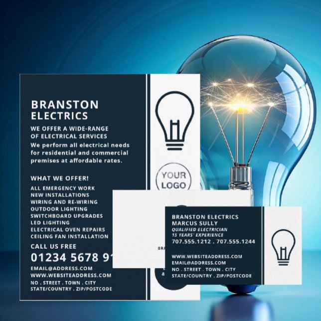 Blue Lightbulb Design, Electrician Advertising Flyer (Creator Uploaded)