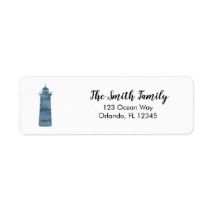 Blue Lighthouse Watercolor Painting Return Address Label