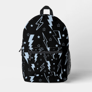 Blue Lightning Black Background Y2K Pattern Printed Backpack