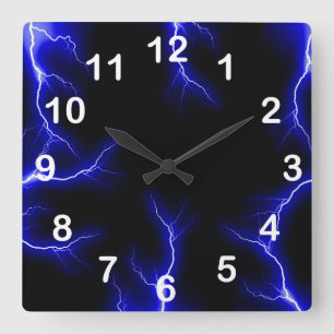 Blue Lightning  Numbered Wall Clock