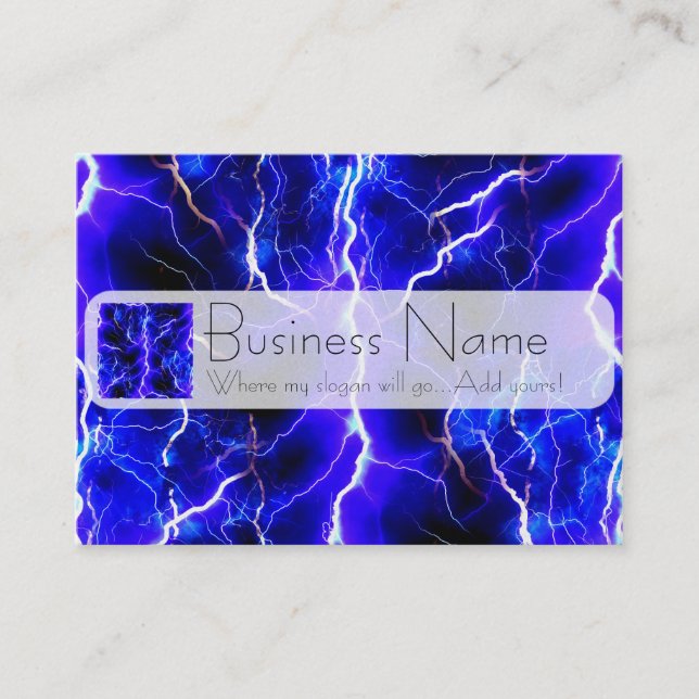 Blue Lightning Pattern Business Card (Front)